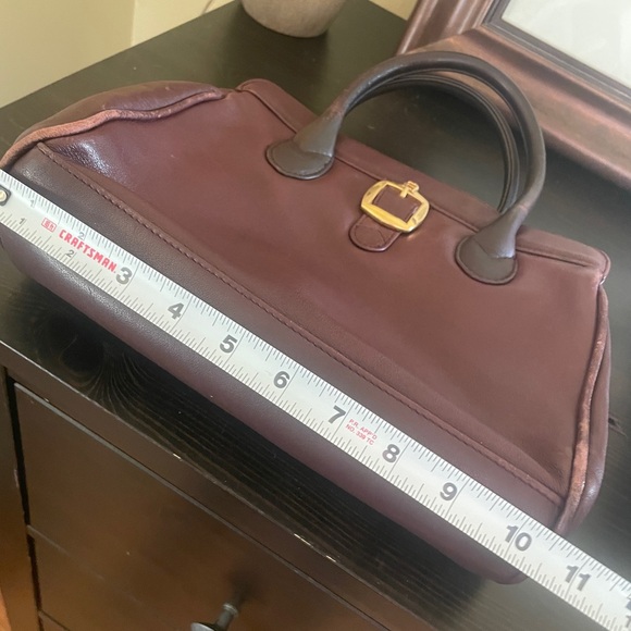 Vintage Etienne Aigner Dark Brown Satchel with Gold Buckle - Picture 12 of 13